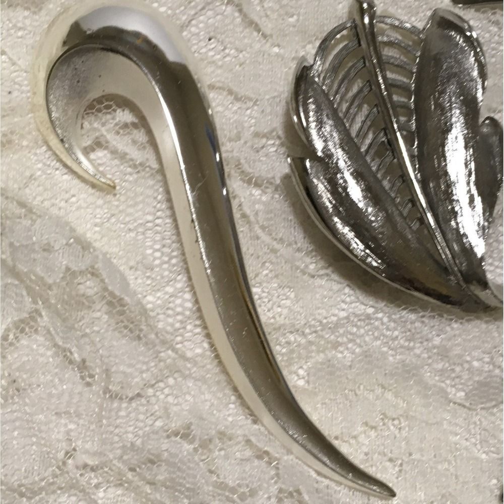 Vintage Brooch Lot Silver Tone Large metal Statement - Picture 4 of 6